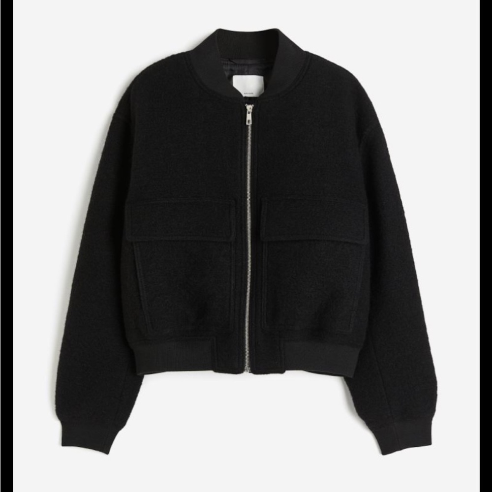 H&M wool blend cropped bomber jacket
